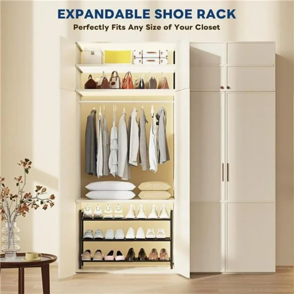 Expandable shoe rack 3 tier adjustable shoe organizer for closet entryway storag